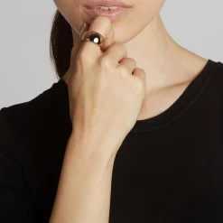 LYTTON 18K GOLD BOMBE RING WITH DIAMOND EDGES