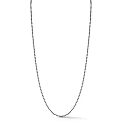 MEN'S STERLING SILVER AND BLACK RHODIUM BALL CHAIN NECKLACE