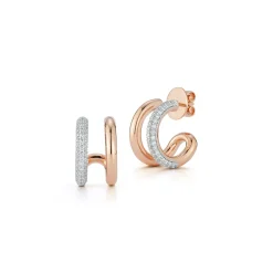 MORRELL 18K GOLD AND DIAMOND ELONGATED LINK HOOP EARRINGS