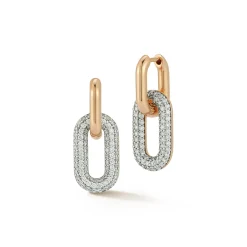 MORRELL 18K GOLD AND DIAMOND DROP HUGGIE EARRINGS