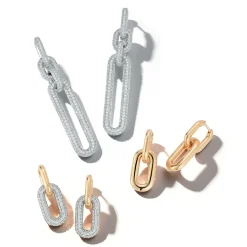 MORRELL 18K GOLD AND DIAMOND DROP HUGGIE EARRINGS
