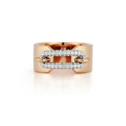 MORRELL 18K GOLD AND DIAMOND ELONGATED OVAL LINK CUFF RING