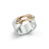 MORRELL 18K GOLD AND STERLING SILVER ELONGATED OVAL LINK CUFF RING