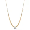 MORRELL 18K GOLD GRADUATED LINK NECKLACE WITH ONE DIAMOND LINK