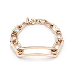 MORRELL 18K GOLD GRADUATING CHAIN LINK BRACELET WITH ELONGATED LINK