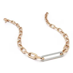 MORRELL 18K GOLD GRADUATING CHAIN NECKLACE WITH ELONGATED DIAMOND LINK
