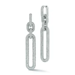 MORRELL 18K WHITE GOLD AND ALL DIAMOND DROP EARRINGS
