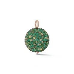 OC X WF 18K LARGE GREEN EMERALD AND TSAVORITE PEBBLE LOCKET
