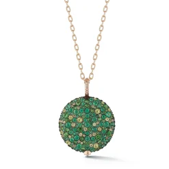 OC X WF 18K LARGE GREEN EMERALD AND TSAVORITE PEBBLE LOCKET