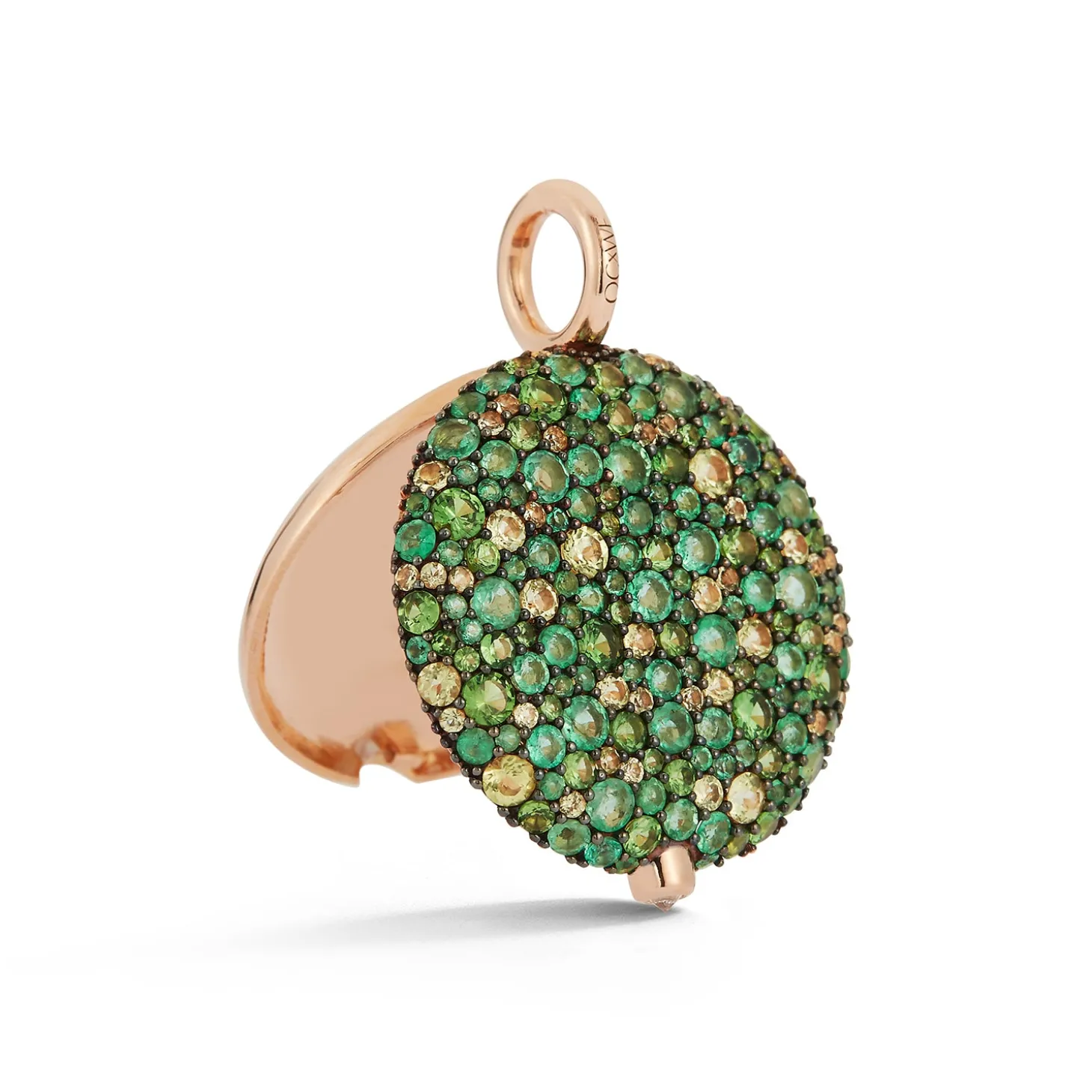 OC X WF 18K LARGE GREEN EMERALD AND TSAVORITE PEBBLE LOCKET