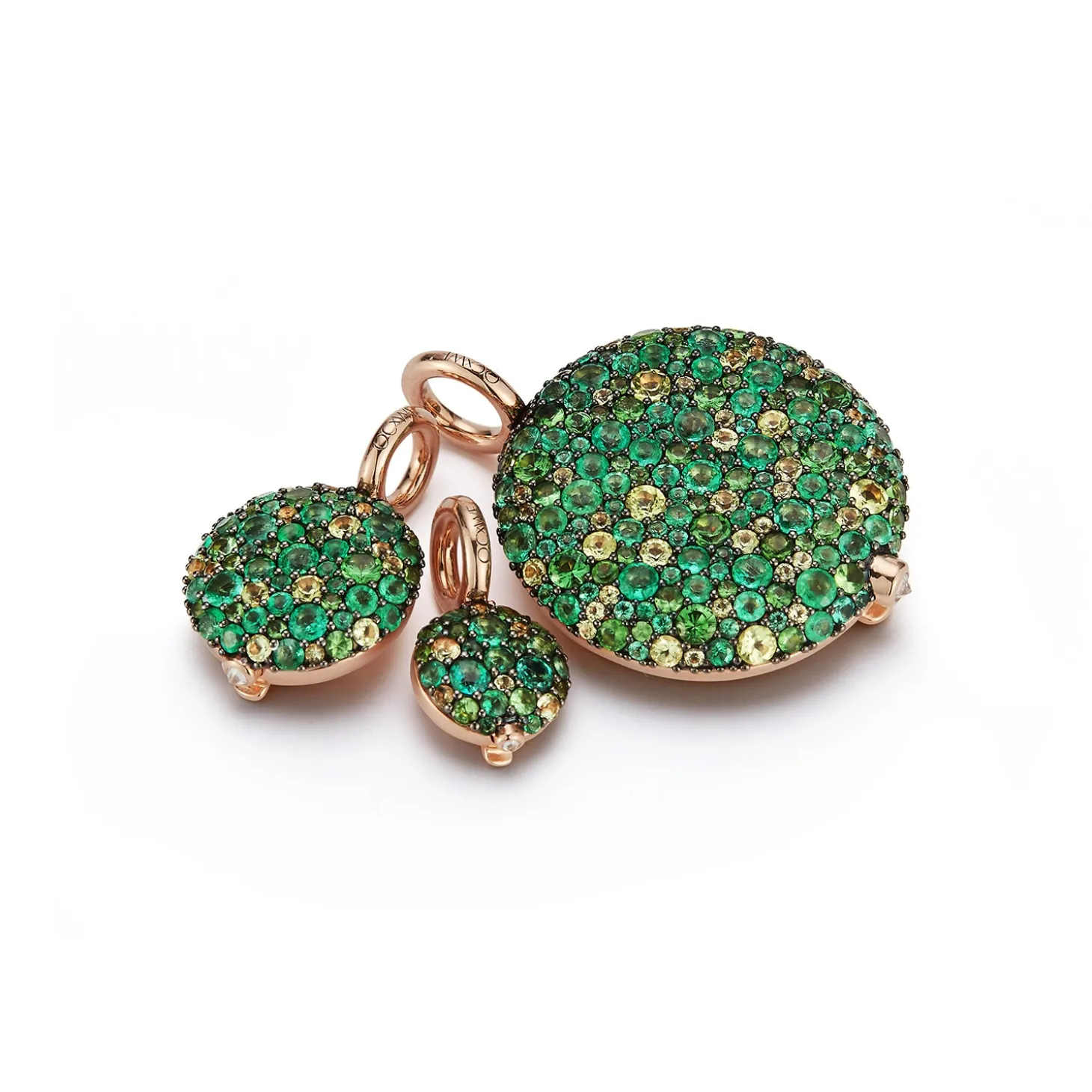 OC X WF 18K LARGE GREEN EMERALD AND TSAVORITE PEBBLE LOCKET