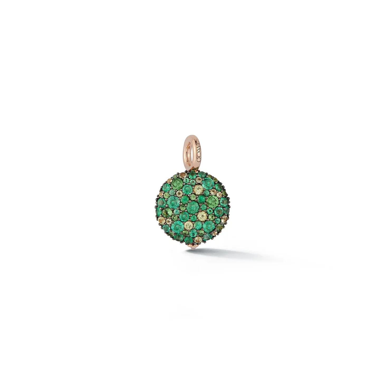 OC X WF 18K MEDIUM GREEN EMERALD AND TSAVORITE PEBBLE LOCKET