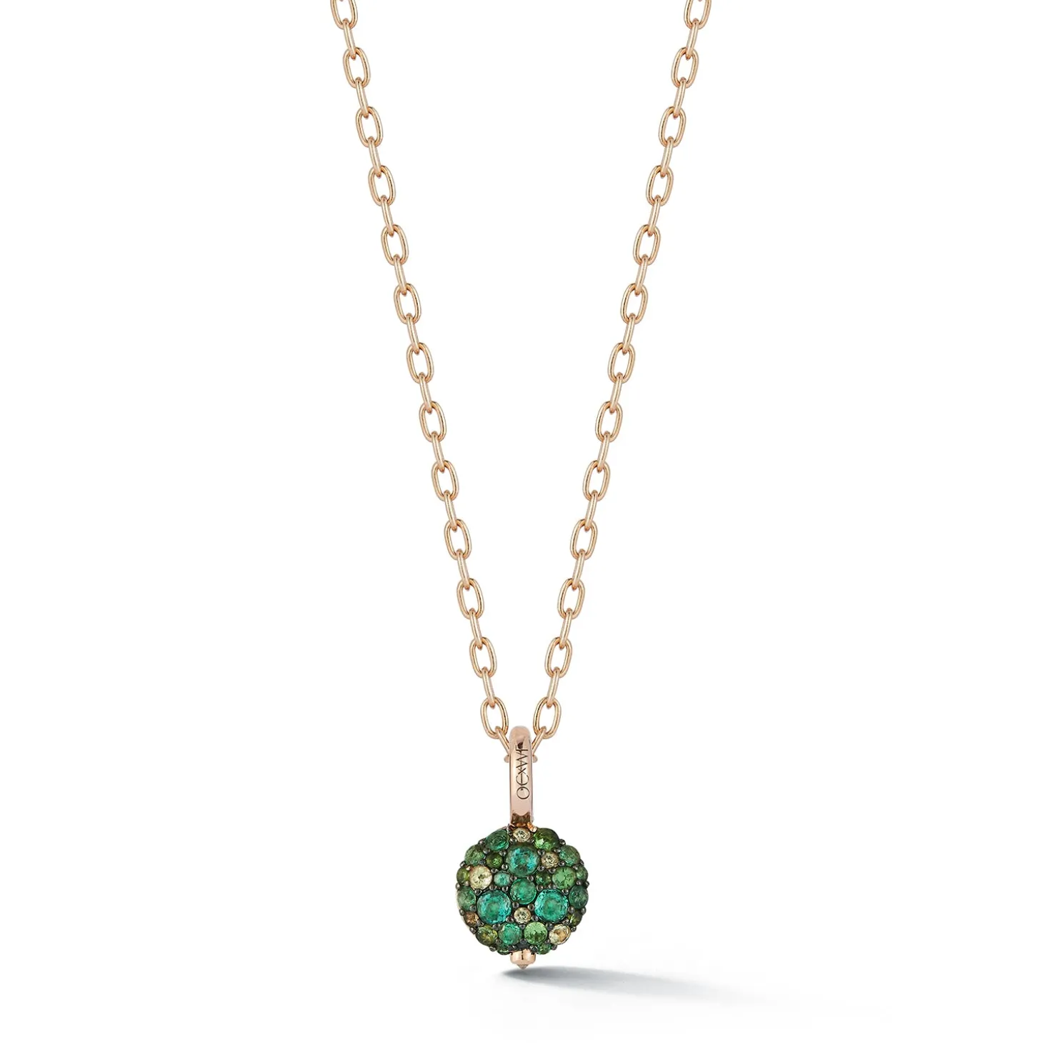 OC X WF 18K SMALL GREEN EMERALD AND TSAVORITE PEBBLE LOCKET