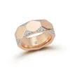 QUENTIN 18K ROSE GOLD AND DIAMOND FACETED HEXAGON BAND RING