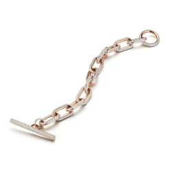SAXON JUMBO 18K CHAIN LINK ALL DIAMOND TOGGLE BRACELET