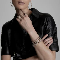 SAXON 18K 2" CHAIN LINK HOOP EARRINGS