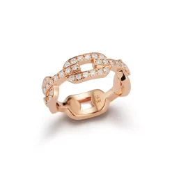 SAXON 18K ALL DIAMOND FLAT CHAIN LINK RING