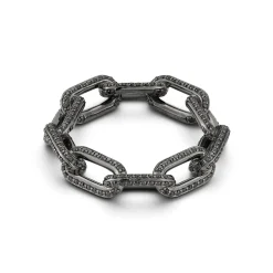 SAXON 18K BLACK GOLD ALL BLACK DIAMOND LARGE CHAIN LINK RING