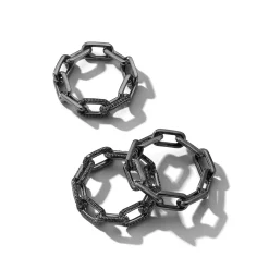 SAXON 18K BLACK GOLD AND DOUBLE BLACK DIAMOND LARGE CHAIN LINK RING