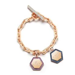 SAXON 18K DIAMOND TOGGLE CHAIN LINK BRACELET