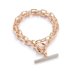 SAXON 18K DOUBLE WRAP CHAIN LINK u0026 DIAMOND BAR TOGGLE BRACELET