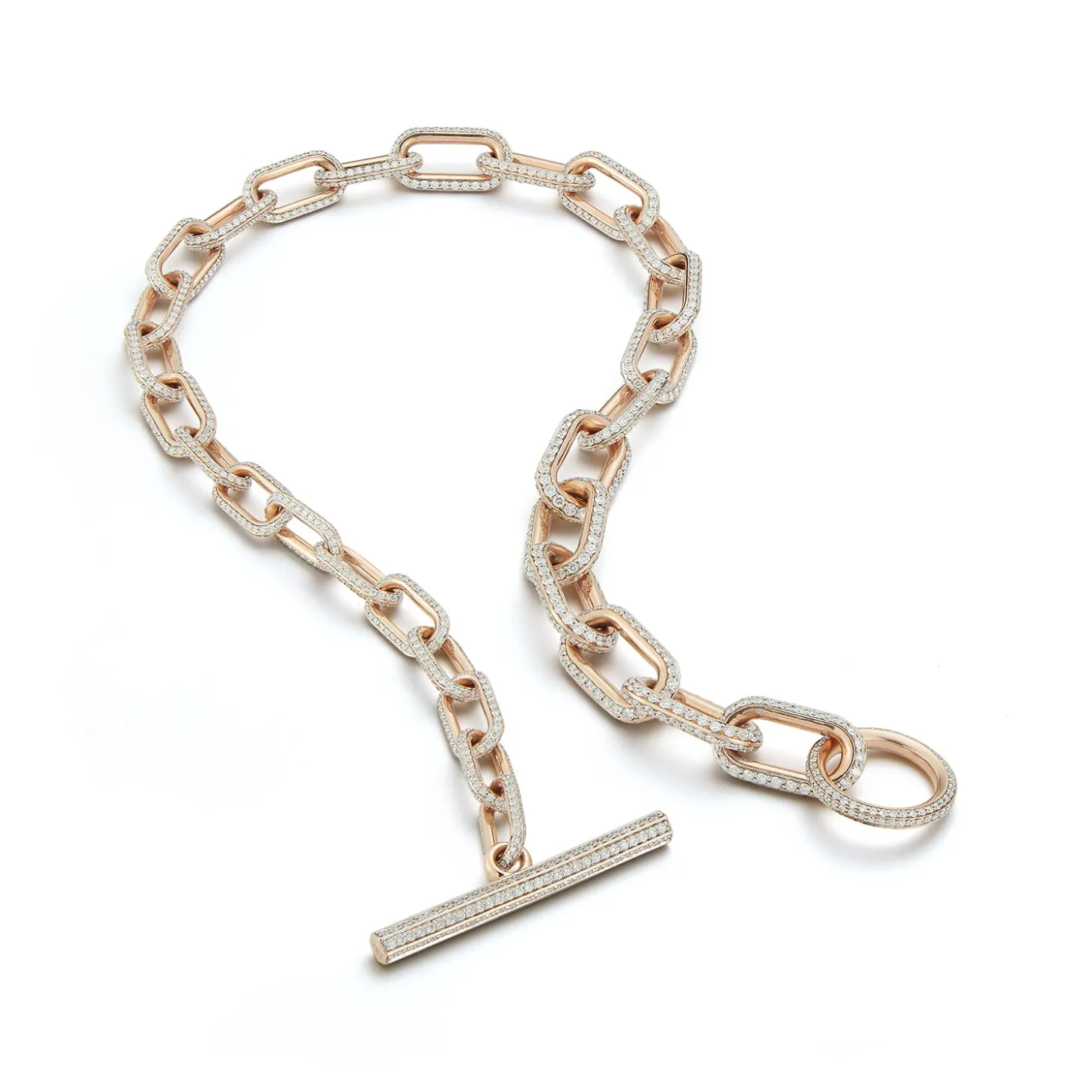 SAXON 18K GOLD ALL DIAMOND GRADUATING JUMBO LINK CHOKER