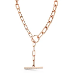 SAXON 18K GOLD AND DIAMOND GRADUATED LINK CHAIN TOGGLE NECKLACE