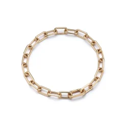 SAXON 18K GOLD CHAIN LINK BRACELET WITH ELONGATED CLASP