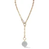SAXON 18K GOLD CHAIN LINK NECKLACE WITH ELONGATED DIAMOND LINK CLASP AND REMOVABLE EXTENSION CHAIN
