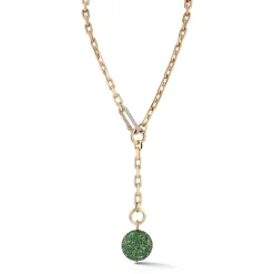 SAXON 18K GOLD CHAIN LINK NECKLACE WITH ELONGATED DIAMOND LINK CLASP AND REMOVABLE EXTENSION CHAIN