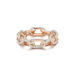 SAXON 18K LARGE ALL DIAMOND CHAIN LINK RING