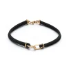 SAXON 18K ROSE GOLD DOUBLE LINK NAPA LEATHER BRACELET