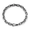 SAXON STERLING SILVER, BLACK RHODIUM CABLE CHAIN LINK BRACELET WITH SPRING CLASP