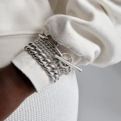 SAXON STERLING SILVER 15MM JUMBO CURB LINK BRACELET