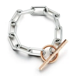 SAXON TWO TONE JUMBO CHAIN LINK TOGGLE BRACELET
