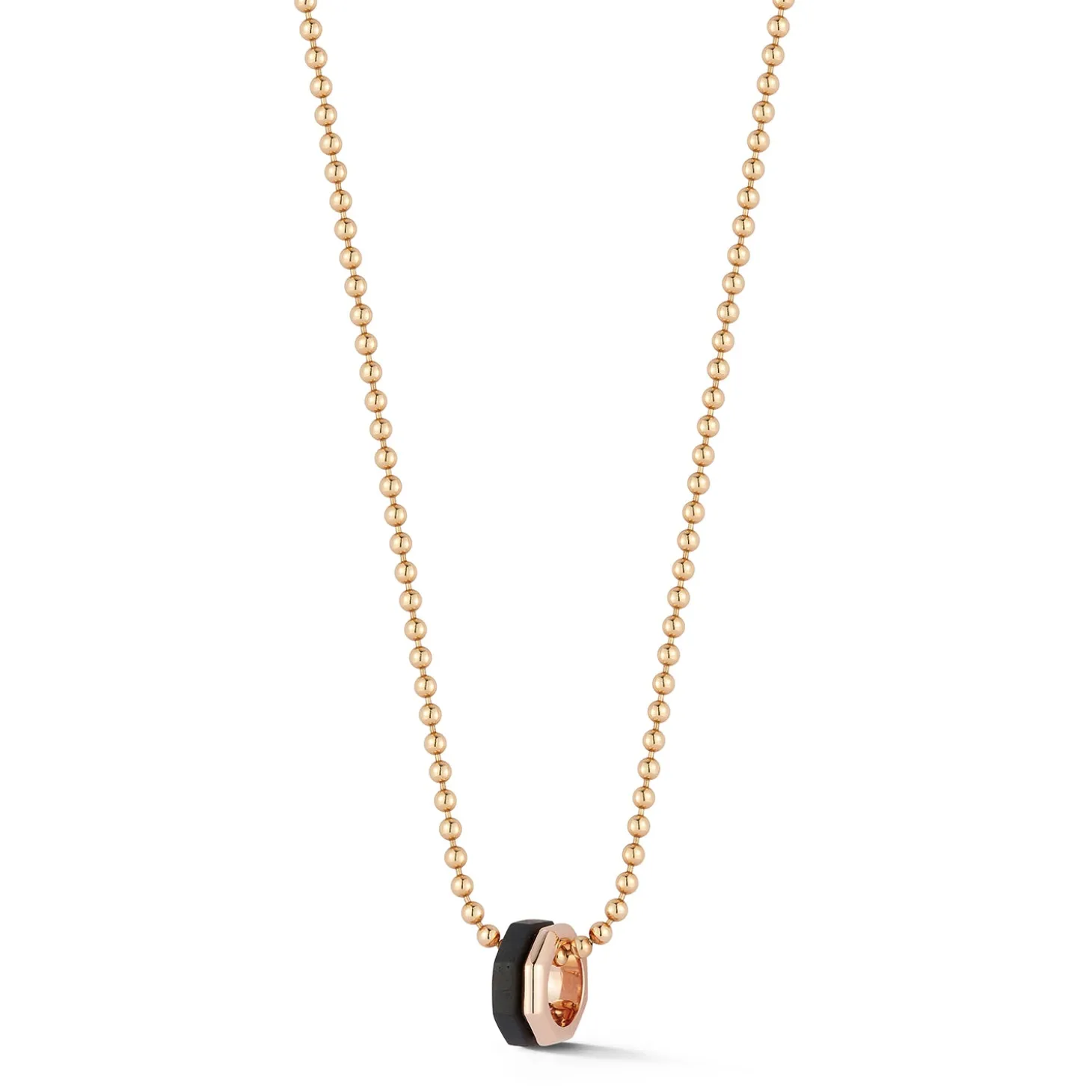 SYDNEY 18K ROSE GOLD AND EBONY OCTAGON BEAD NECKLACE