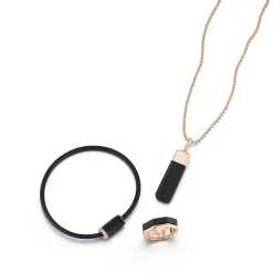 SYDNEY 18K ROSE GOLD AND EBONY FACETED BAND RING