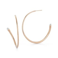 THOBY 18K AND SINGLE DIAMOND TUBULAR HOOP EARRING