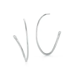THOBY 18K AND SINGLE DIAMOND TUBULAR HOOP EARRING