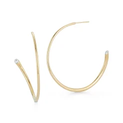 THOBY 18K AND SINGLE DIAMOND TUBULAR HOOP EARRING