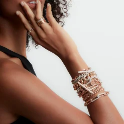 THOBY 18K GOLD AND ALL PAVE DIAMOND 5 ROW TUBULAR CUFF RING