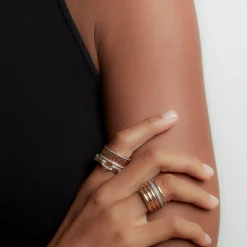 THOBY 18K GOLD AND ALL PAVE DIAMOND 5 ROW TUBULAR CUFF RING