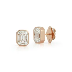THOBY 18K GOLD AND DIAMOND ILLUSION SET STUD EARRINGS