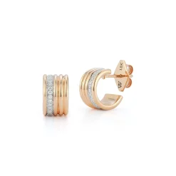 THOBY 18K GOLD AND DIAMOND 5 ROW TUBULAR HUGGIE EARRINGS