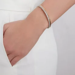 THOBY 18K GOLD AND DIAMOND TUBULAR BANGLE BRACELET