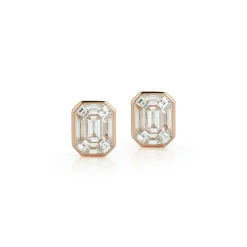THOBY 18K GOLD AND DIAMOND ILLUSION SET STUD EARRINGS