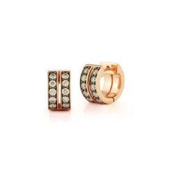 WF CLASSIC 18K AND CHAMPAGNE DIAMOND DOUBLE ROW HUGGIES