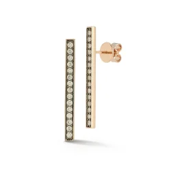 WF CLASSIC 18K AND CHAMPAGNE DIAMOND BAR EARRINGS
