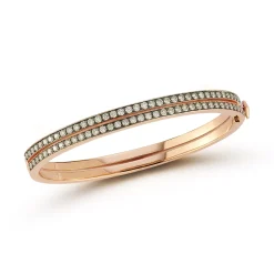 WF CLASSIC 18K GOLD AND CHAMPAGNE DIAMOND DOUBLE ROW BANGLE BRACELET