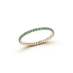 WF CLASSIC 18K GOLD AND GREEN EMERALD ETERNITY BAND RING